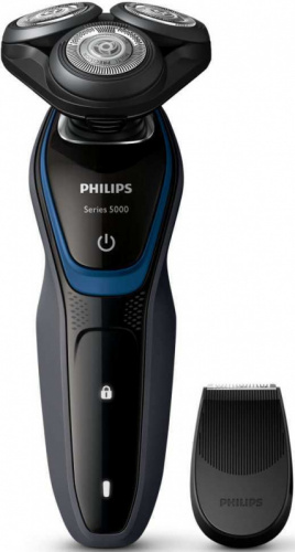 Бритва роторная Philips Series 5000 S5100/06 реж.эл.:3 питан.:элек.сеть/аккум. черный/синий фото 3