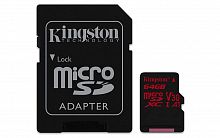 Флеш карта microSDXC 64Gb Class10 Kingston SDCR/64GB Canvas React + adapter