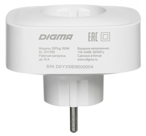Умная розетка Digma DiPlug 160M EU VDE Wi-Fi белый (DPL160) фото 10