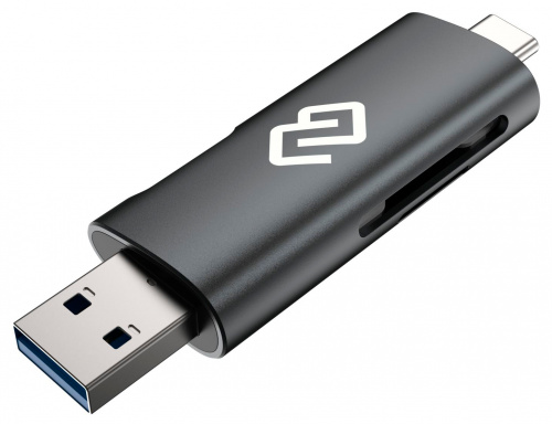 Устройство чтения карт памяти USB 2.0/Type C Digma CR-СU2520-G серый фото 2