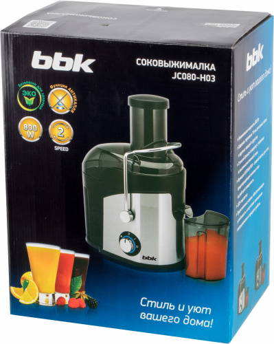 Соковыжималка центробежная BBK JC080-H03 800Вт рез.сок.:750мл. черный/серебристый фото 2