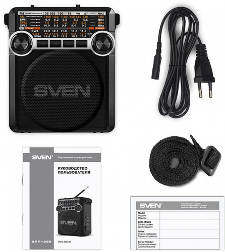 Радиоприемник портативный Sven SRP-355 черный USB SD/microSD фото 4