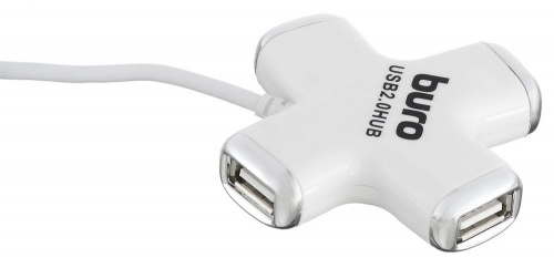 Разветвитель USB 2.0 Buro BU-HUB4-0.5-U2.0-Сross 4порт. белый фото 5