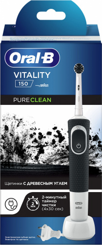 Зубная щетка электрическая Oral-B Vitality D100.423.1 Pure Clean 150 черный/белый фото 2
