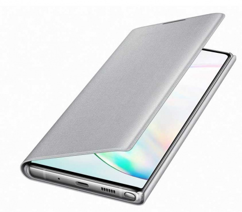Чехол (флип-кейс) Samsung для Samsung Galaxy Note 10+ LED View Cover серебристый (EF-NN975PSEGRU) фото 4