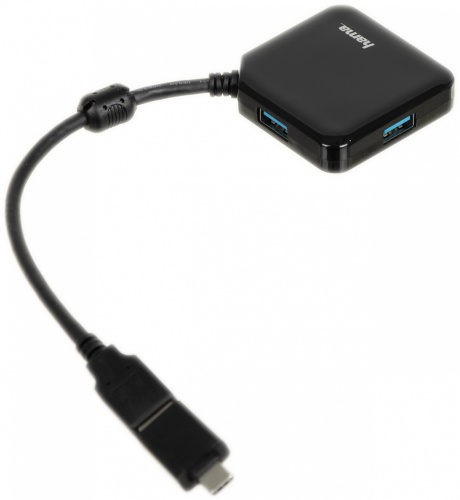 Разветвитель USB 3.0 Hama H-200116 USB Hub 4порт. черный (00200116) фото 4