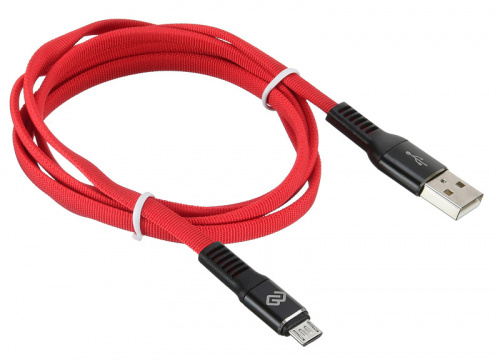 Кабель Digma USB A(m) micro USB B (m) 1.2м красный плоский фото 5