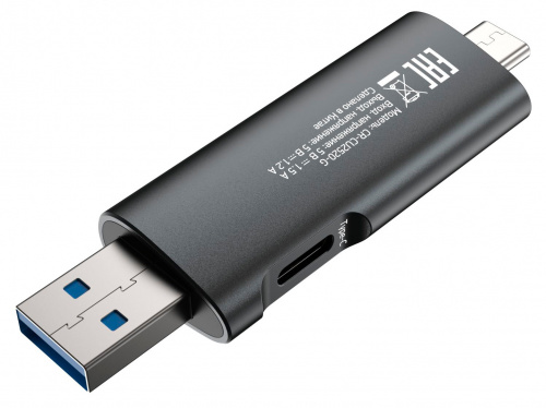 Устройство чтения карт памяти USB 2.0/Type C Digma CR-СU2520-G серый фото 3