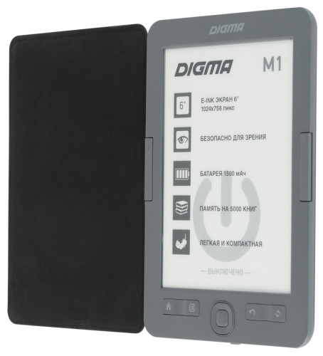 Электронная книга Digma M1 6" E-ink HD Pearl 758x1024 600MHz 128Mb/4Gb/SD/microSDHC темно-серый (в компл.:обложка) фото 10