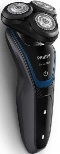 Бритва роторная Philips Series 5000 S5100/06 реж.эл.:3 питан.:элек.сеть/аккум. черный/синий фото 2