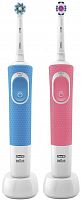 Набор электрических зубных щеток Oral-B Vitality D190 Duo голубой/розовый