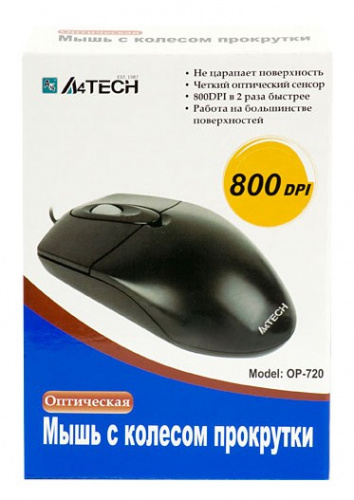 Мышь A4Tech OP-720 черный оптическая (1000dpi) PS/2 (3but) фото 3