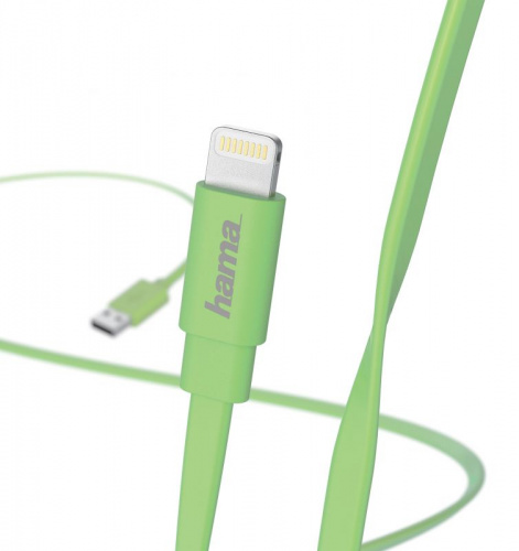 Кабель Hama Flat 00173647 Lightning (m) USB A(m) 1.2м зеленый плоский фото 2