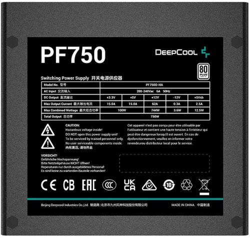 Блок питания Deepcool ATX 750W PF750 80 PLUS WHITE 24pin APFC 120mm fan 6xSATA RTL фото 7