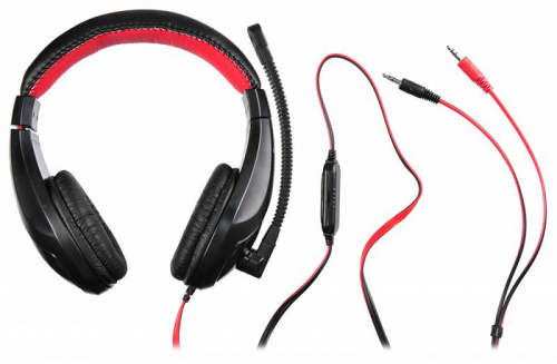 Наушники с микрофоном Оклик HS-L100 черный/красный 2м накладные оголовье (359485) фото 7