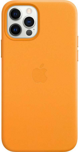 Чехол (клип-кейс) Apple для Apple iPhone 12/12 Pro Leather Case with MagSafe золотой апельсин (MHKC3ZE/A) фото 2