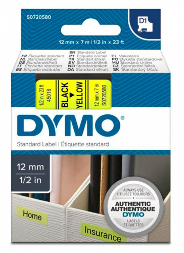 Картридж ленточный Dymo D1 S0720580 черный/желтый для Dymo фото 3