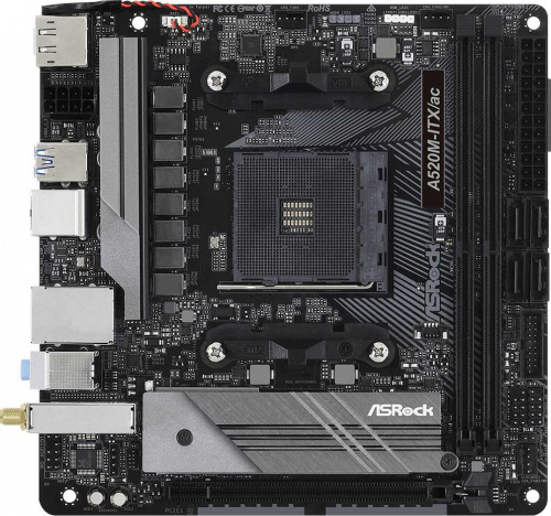 Материнская плата Asrock A520M-ITX/AC Soc-AM4 AMD A520 2xDDR4 mini-ITX AC`97 8ch(7.1) GbLAN RAID+HDMI+DP фото 2