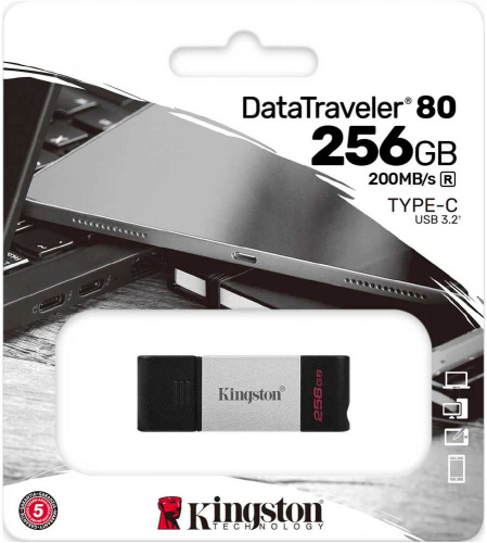 Флеш Диск Kingston 256GB DataTraveler 80 Type-C DT80/256GB USB3.0 черный фото 5