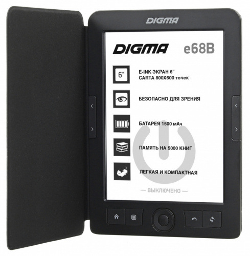 Электронная книга Digma E68B Cover 6" E-Ink Carta 800x600 600MHz/4Gb/microSDHC черный (в компл.:обложка) фото 3