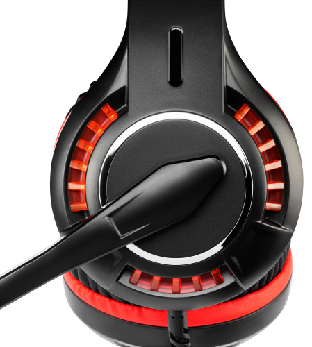 Наушники с микрофоном Оклик HS-L610G SAMURAI черный/красный 2.2м мониторные USB оголовье (1460161) фото 9