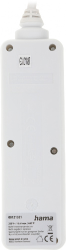 Сетевой удлинитель Hama H-121921 1.4м (4 розетки) белый (пакет ПЭ) фото 4