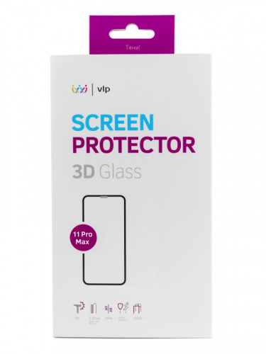 Защитное стекло для экрана VLP VLP-3DGL19-65BK черный для Apple iPhone 11 Pro Max 3D 1шт.