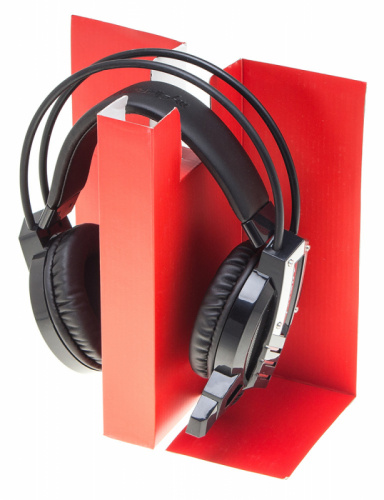 Наушники с микрофоном Оклик HS-L450G ARROW черный/красный 2.2м мониторные оголовье (472654) фото 8
