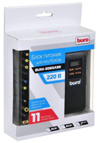 Блок питания Buro BUM-0065A90 автоматический 90W 15V-20V 11-connectors 5A 1xUSB 2.1A от бытовой электросети LСD индикатор фото 8