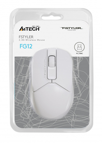 Мышь A4Tech Fstyler FG12 белый оптическая (1200dpi) беспроводная USB (3but) фото 3