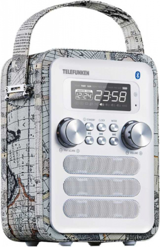 Радиоприемник настольный Telefunken TF-1580UB белый/рисунок USB SD/MMC