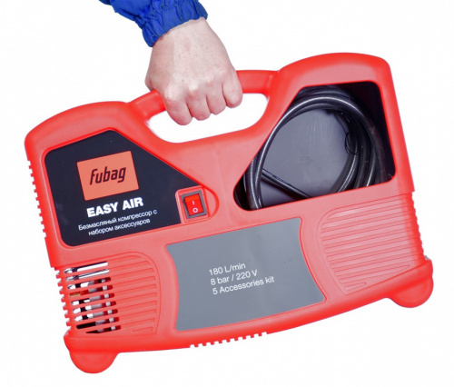 Компрессор поршневой Fubag Basic Easy Air безмасляный 180л/мин 1100Вт красный/черный фото 5