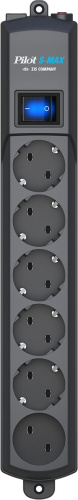 Сетевой фильтр Pilot S-Max 1.8м (6 розеток) серый (коробка) фото 3
