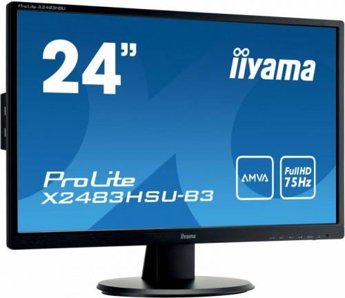 Монитор Iiyama 24" ProLite X2483HSU-B3 черный AMVA LED 4ms 16:9 HDMI M/M матовая 250cd 178гр/178гр 1920x1080 D-Sub DisplayPort FHD USB 3.9кг фото 2