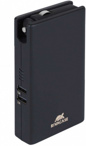 Мобильный аккумулятор Riva VA 4749 Li-Pol 5000mAh 2.1A+1.5A темно-серый 2xUSB фото 2