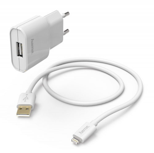 Сетевое зар./устр. Hama H-119478 2.4A для Apple кабель Apple Lightning MFI белый (00119478) фото 4