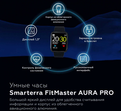 Смарт-часы Smarterra FitMaster Aura Pro 1.3" IPS титан (FMAUPROGR) фото 4