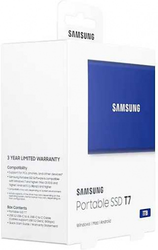 Накопитель SSD Samsung USB-C 1TB MU-PC1T0H/WW T7 1.8" синий фото 9