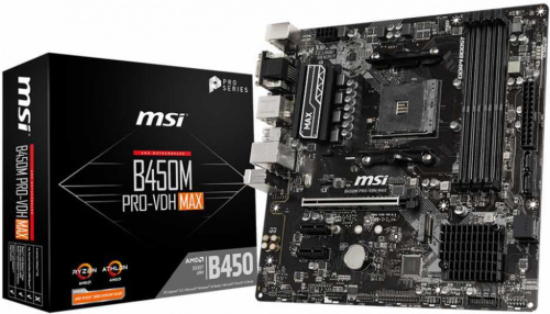 Материнская плата MSI B450M PRO-VDH MAX Soc-AM4 AMD B450 4xDDR4 mATX AC`97 8ch(7.1) GbLAN RAID+VGA+DVI+HDMI фото 4