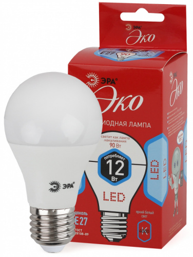 Лампа светодиодная Эра А60-12W-840-E27 12Вт цоколь:E27 4000K 220В колба:A60 (упак.:3шт) фото 2