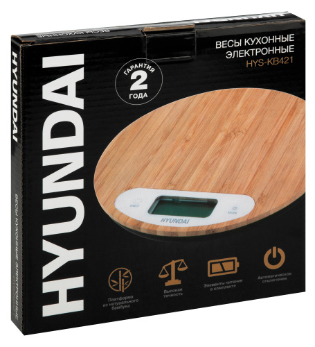 Весы кухонные электронные Hyundai HYS-KB421 макс.вес:5кг бамбук фото 2