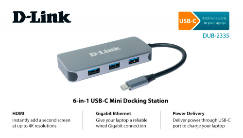 Разветвитель USB 3.0 D-Link DUB-2335 4порт. черный (DUB-2335/A1A) фото 2