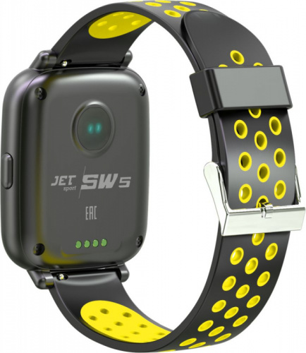 Смарт-часы Jet Sport SW-5 52мм 1.44" IPS корп.черный рем.желтый (SW-5 YELLOW) фото 4
