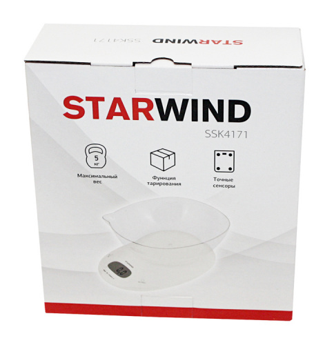 Весы кухонные электронные Starwind SSK4171 макс.вес:5кг белый фото 3