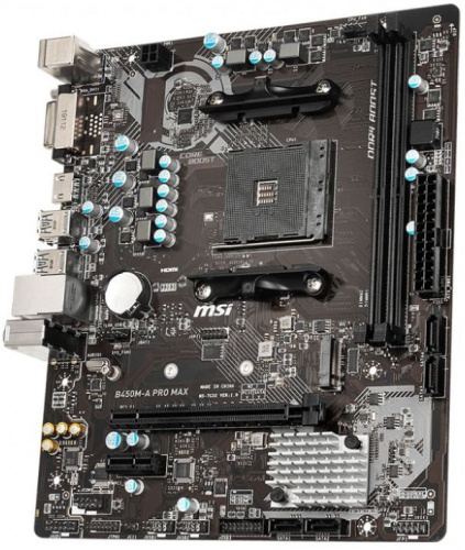 Материнская плата MSI B450M-A PRO MAX Soc-AM4 AMD B450 2xDDR4 mATX AC`97 8ch(7.1) GbLAN RAID+DVI+HDMI фото 2