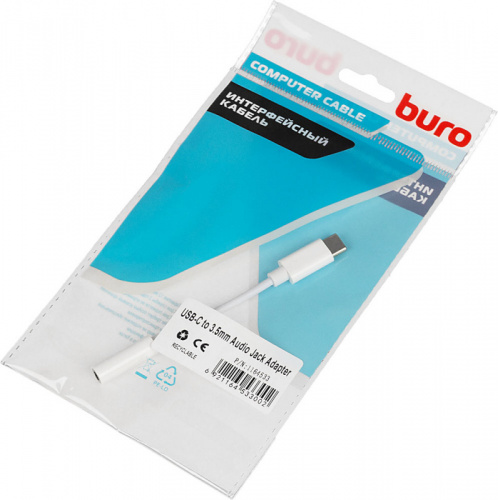 Переходник Buro BHP TPC-JCK Jack 3.5 (f)-USB Type-C (m) белый фото 2
