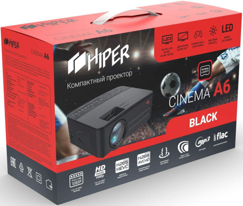 Проектор Hiper Cinema A6 Black LCD 2500Lm (800x480) 1800:1 ресурс лампы:50000часов 2xUSB typeA 1xHDMI 1кг фото 5