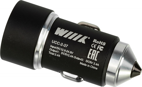 Автомобильное зар./устр. Wiiix UCC-2-37 2.4A+2.4A универсальное черный фото 6