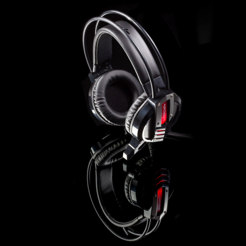 Наушники с микрофоном Оклик HS-L450G ARROW черный/красный 2.2м мониторные оголовье (472654) фото 3