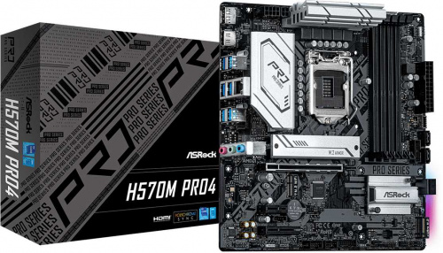 Материнская плата Asrock H570M PRO4 Soc-1200 Intel H570 4xDDR4 mATX AC`97 8ch(7.1) GbLAN RAID+HDMI+DP фото 4